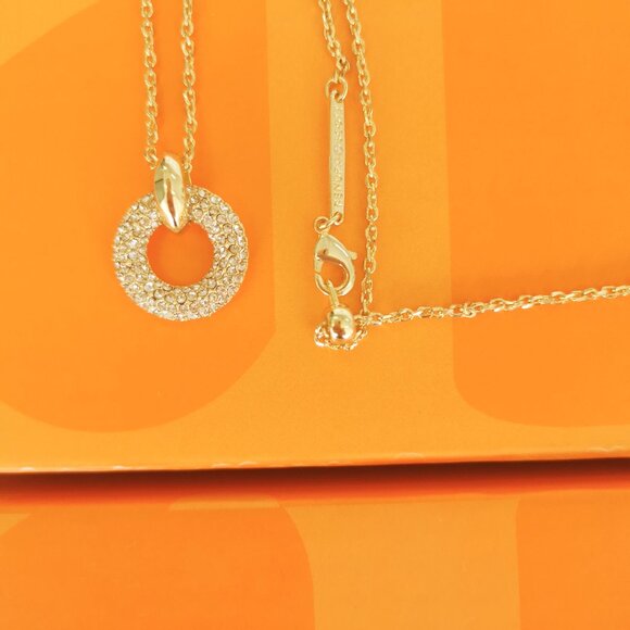 Kendra Scott Mikki Pave White Crystal Short Necklace Gold - Picture 5 of 5